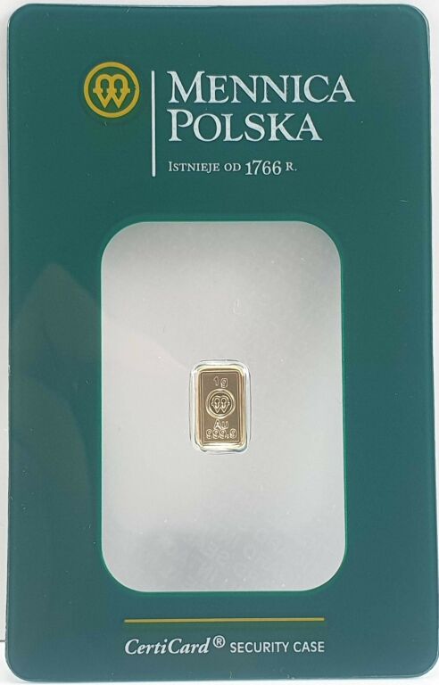 1G SZTABKA ZŁOTA MENNICA POLSKA P999,9