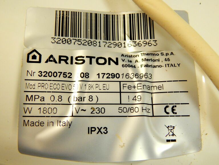 PODGRZEWACZ WODY ARISTON PRO ECO 50V