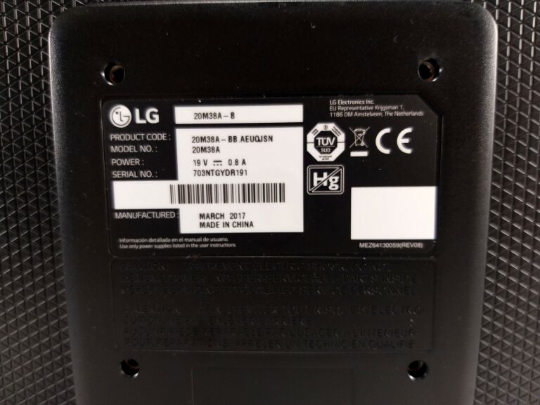 MONITOR LG 20M38A-B 19.5" 1600X900