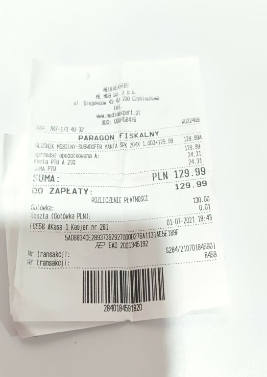 GŁOŚNIK MANTA SPK204FM GWARANCJA