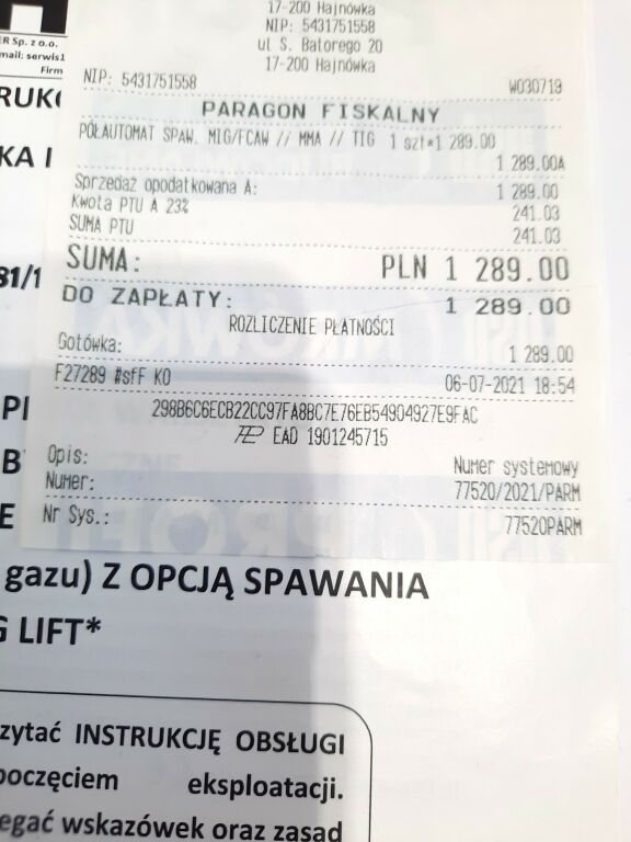 PÓŁAUTOMAT SPAWALNICZY PSI 181/1 PIROTEC GWARANCJ