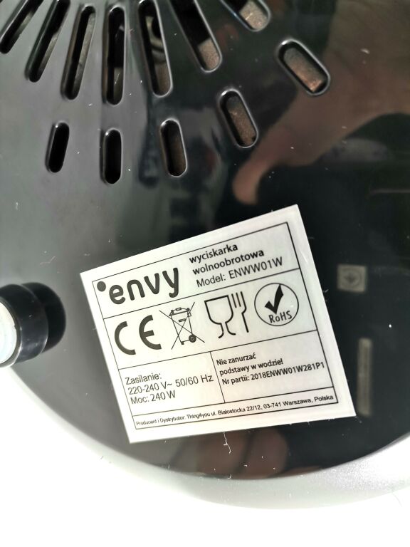 WYCISKARKA WOLNOOBROTOWA ENVY ENWW01W 12M GWAR