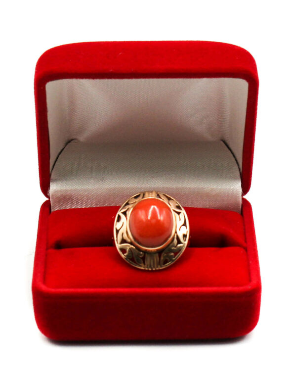 piekny-zloty-pierscionek-z-koralem-585-670g-r-12-stan-uzywany