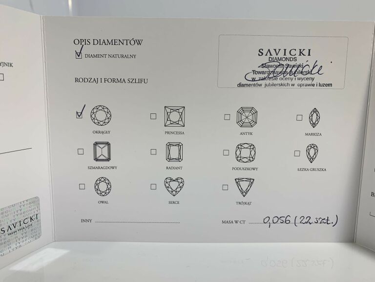 PIERŚCIONEK SAVICKI 22 DIAMENTY,SZAFIR CERTYFIKAT