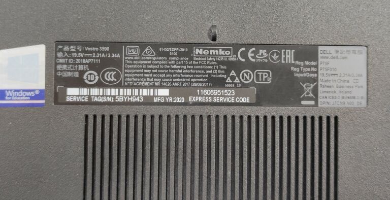 LAPTOP DELL VOSTRO 15 3000 I3-1011OU/8GB/250 SSD