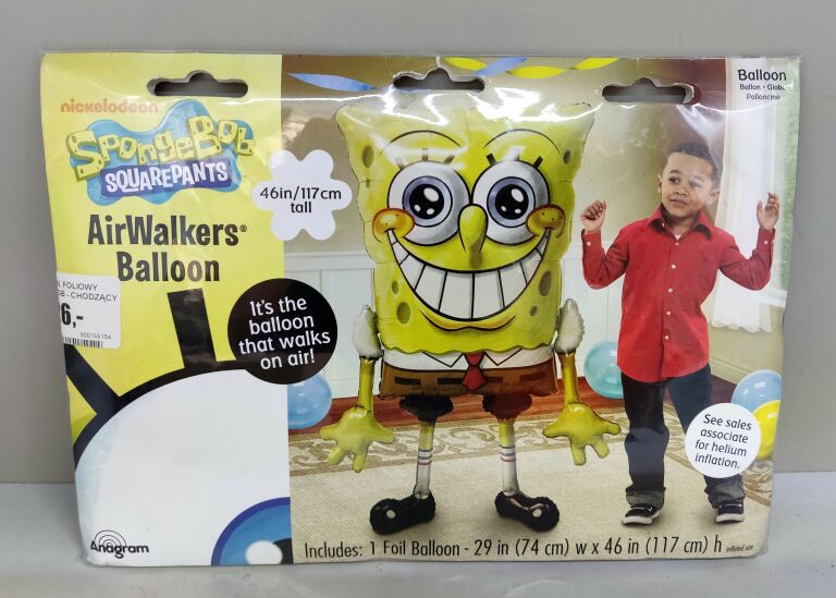 BALON, FOLIOWY SPONGEBOB - CHODZĄCY 74X117 CM