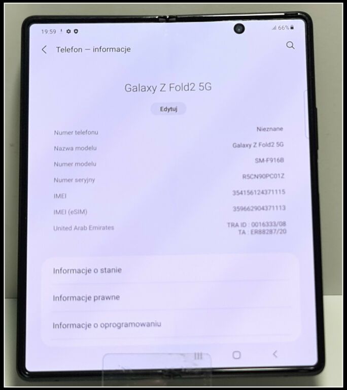 TELEFON SAMSUNG GALAXY Z FOLD 2 5G SPRAWNY!