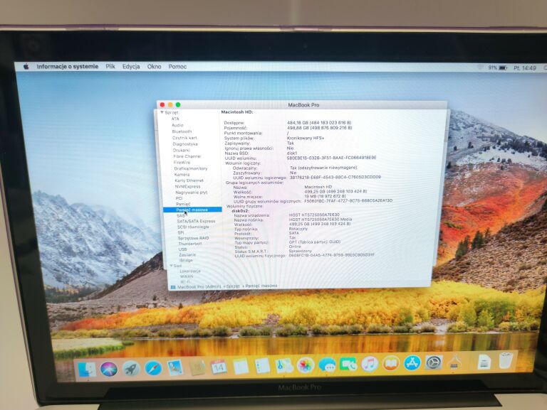 LAPTOP MACBOOK PRO 15 2015 I7 4/500GB