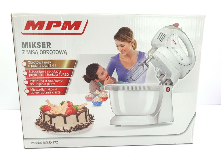 MIKSER RĘCZNY MPM MMR-17Z BIAŁY Z MISĄ TURBO