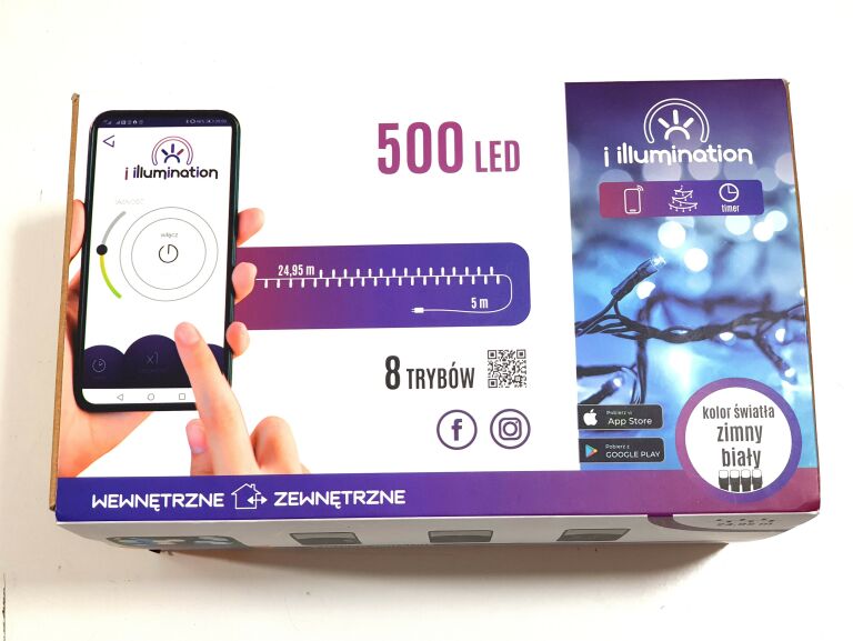 LAMPKI 500LED BIAŁY ZIMNY STEROWANE TELEFONEM