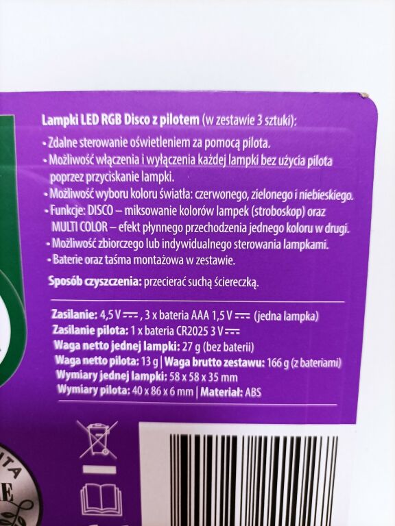 LETHE LAMPKI LED RGB DISCO Z PILOTEM