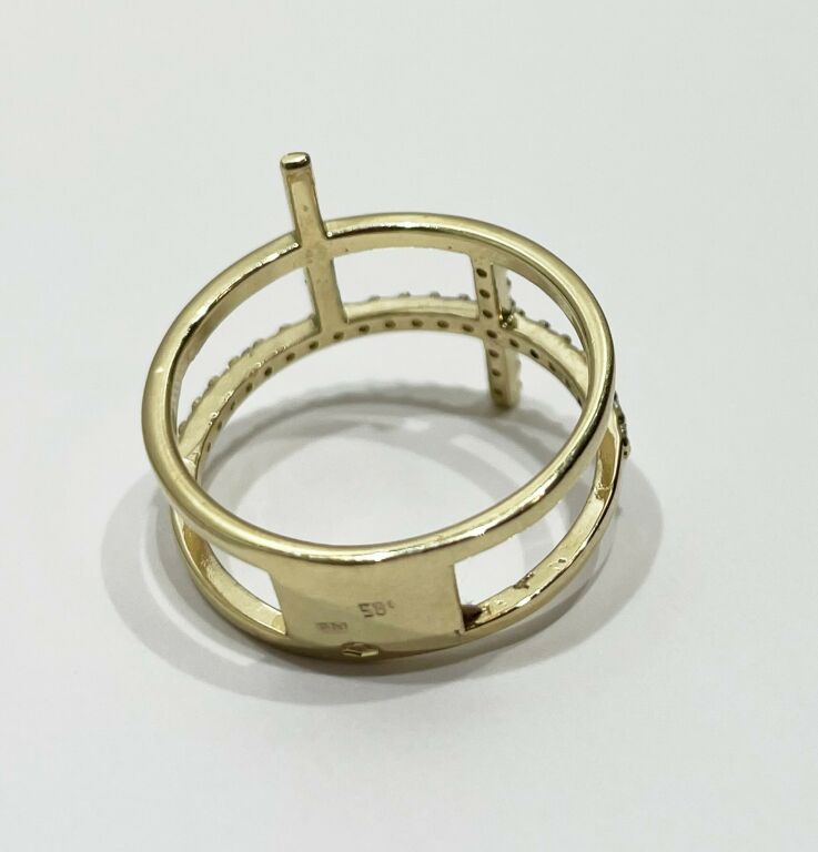 ZŁOTY PIERŚCIONEK KRZYŻE Z CYRKONIAMI 3,40G 585