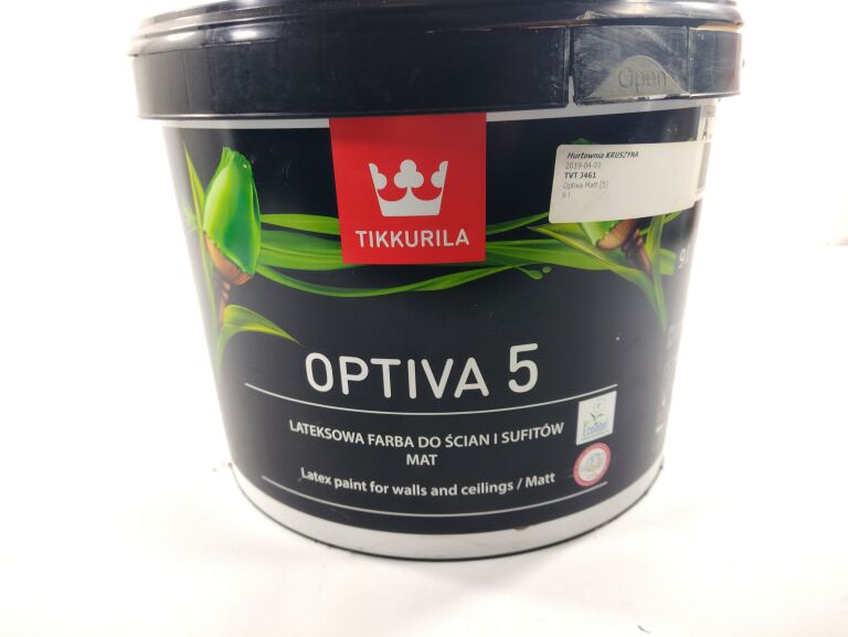 FARBA BIAŁA OPTIVA MAT 5 BIAŁA 9L PO TERMINIE !
