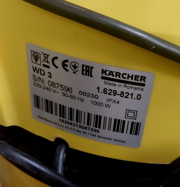 ODKURZACZ KARCHER WD 3 1.629-821.0 1000W 17L