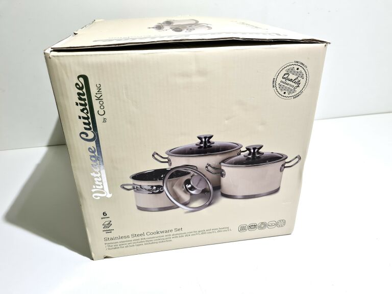 VINTAGE CUISINE RETRO GARNKI STAL NIERDZEWNA 6 EL