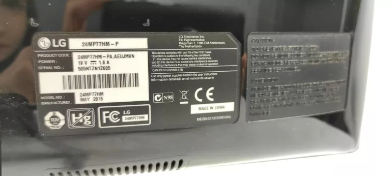 MONITOR LG 24' 24MP77HM-P