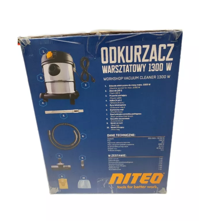 ODKURZACZ PRZEMYSŁOWY NITEO TOOLS POJM210369 1300