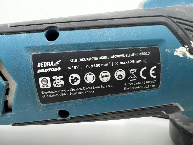 SZLIFIERKA DEDRA DED7050+BATERIA ŁADOWARKA