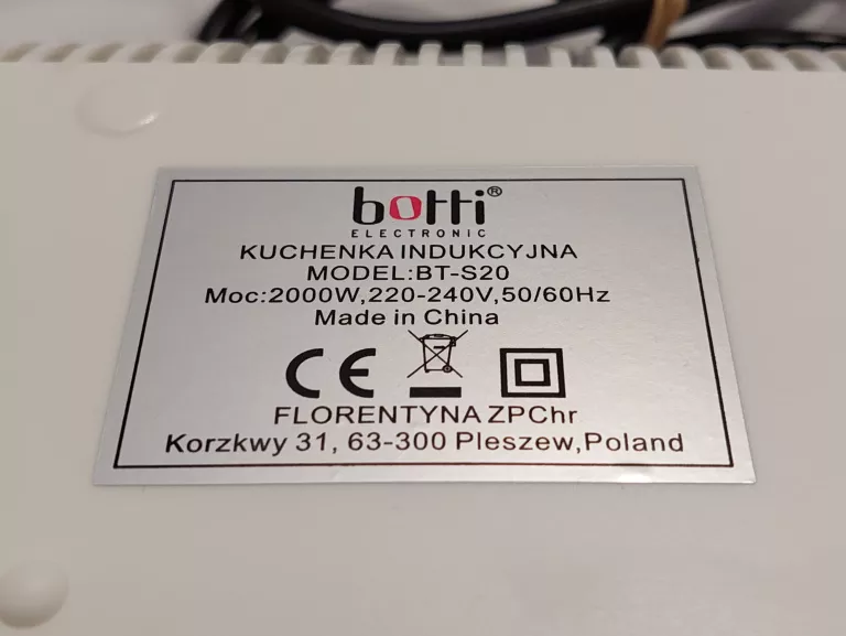 PŁYTA INDUKCYJNA BOTTI 2000W