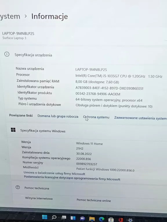 LAPTOP MICROSOFT 1867 128GB/8GB/I5-1035