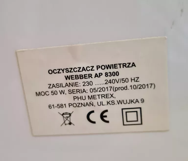 OCZYSZCZACZ POWIETRZA WEBBER AP8300 OPIS!