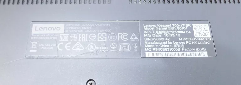 LENOVO IDEAPAD 700-17ISK I5/8GB/128GB/1TB OPIS!