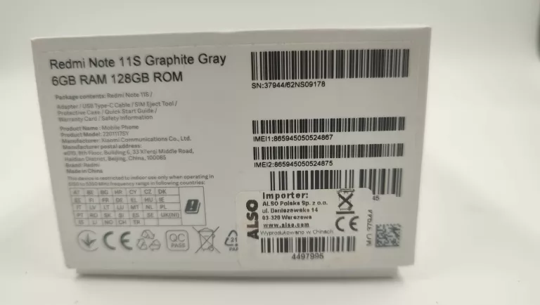TELEFON XIAOMI REDMI NOTE 11S 6/128GB