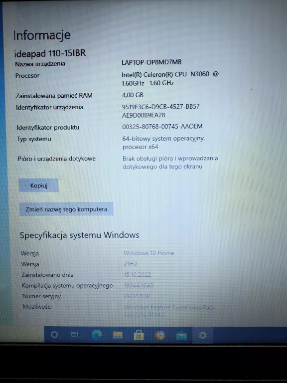 LAPTOP LENOVO IDEAPAD 110-15IBR