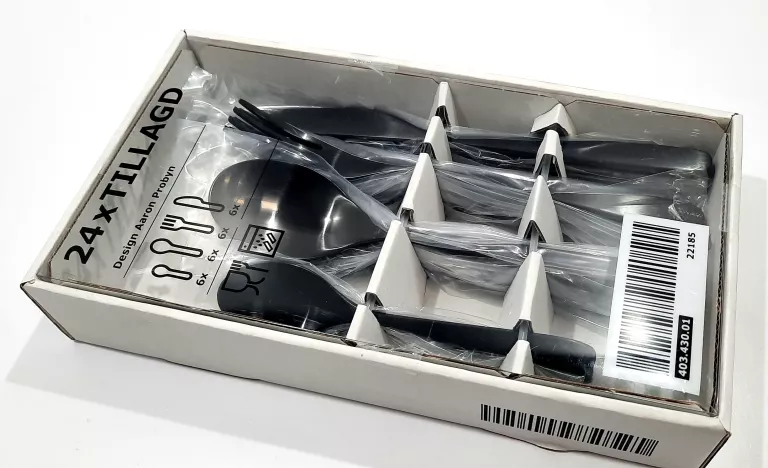IKEA KOMPLET TILLAGD SZTUĆCÓW 24 SZTUKI CZARNE