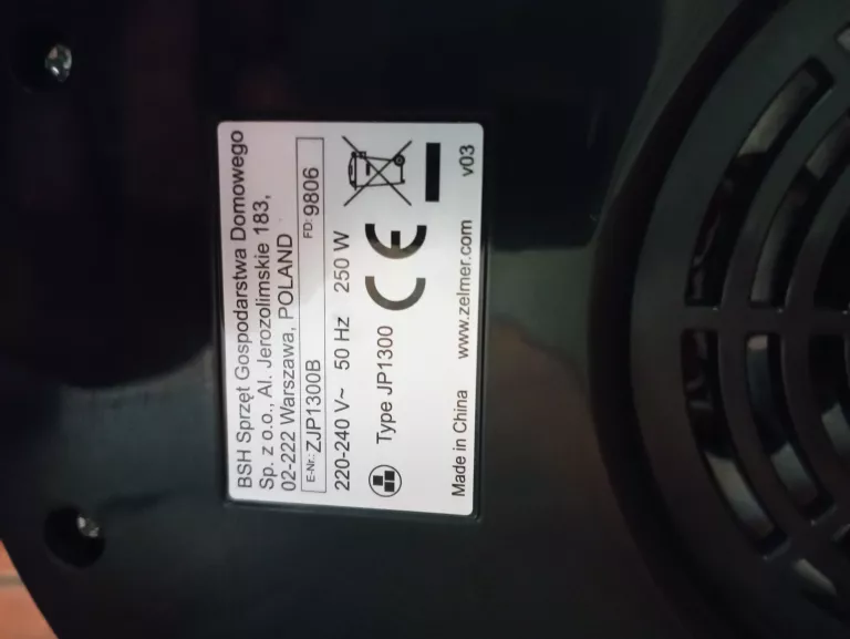 WYCISKARKA DO OWOCÓW ZELMER ZJP1300B KOMPLET