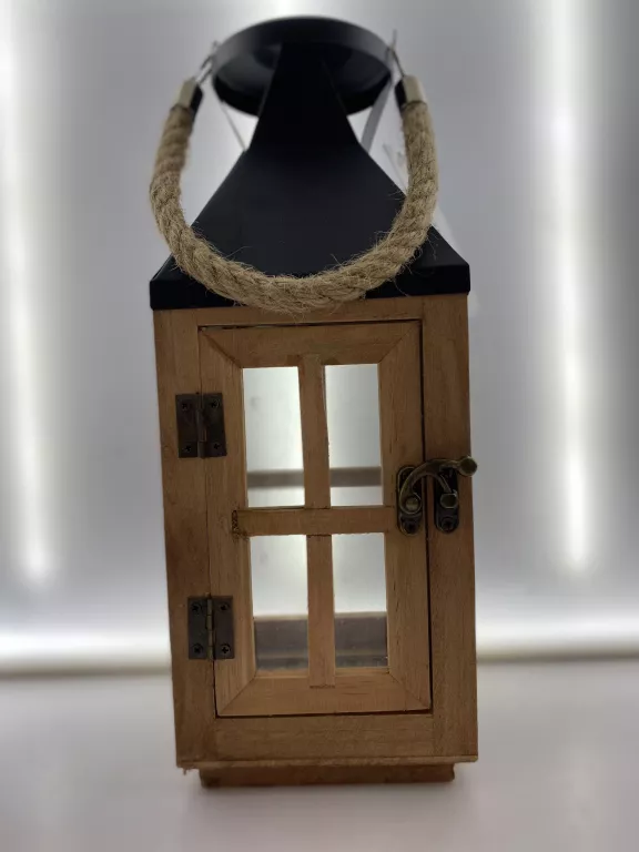 DREWNIANY LAMPION ŚWIECZNIK 12X12X31 HOMLA