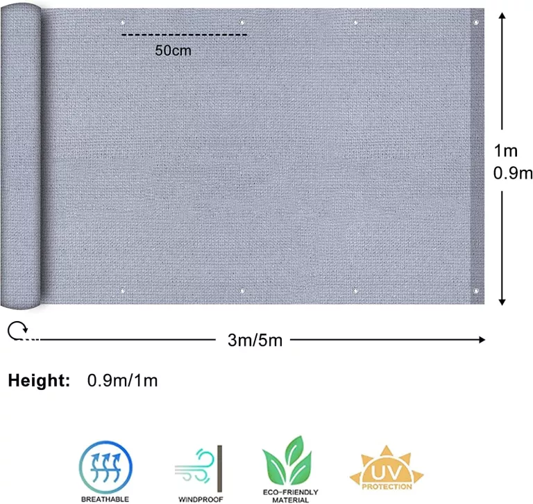 OSŁONA BALKONOWA AOFEIGA 0,9 X 3 M HDPE