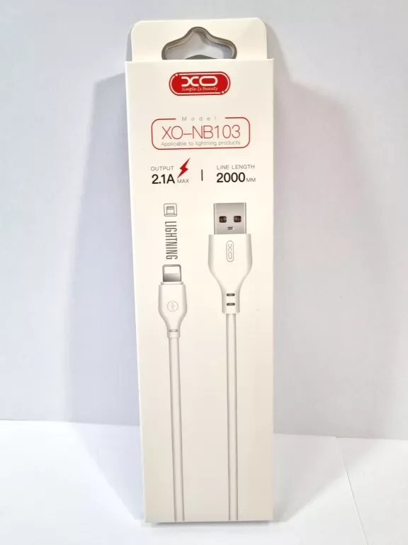 KABEL USB-LIGHTING XO NB103 2,0M 2,1A BIAŁY
