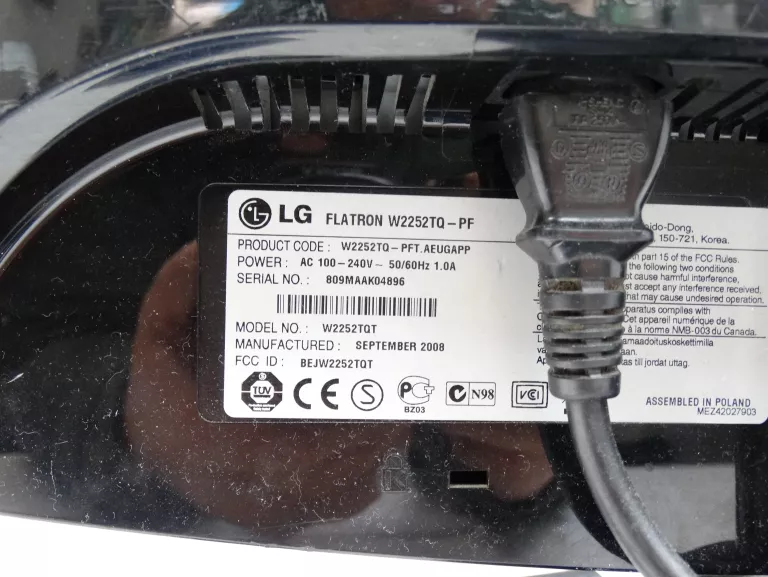 MONITOR LG FLATRON W2252 USZKODZONY