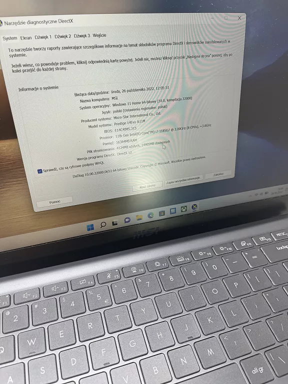 MSI PRESTIGE 14 EVO I7-1185G7/16GB/512/WIN11