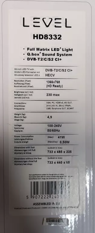 TELEWIZOR LEVEL HD8332