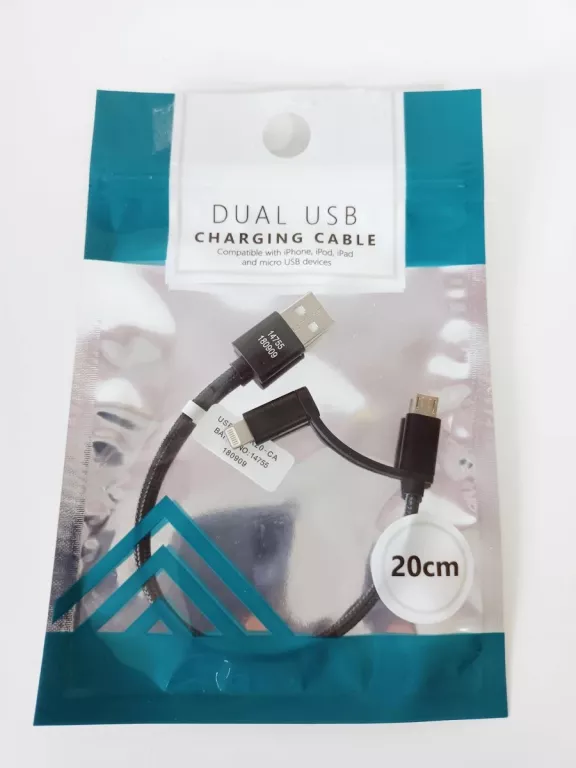 KABEL DUAL MICRO USB  IPHONE 20 CM