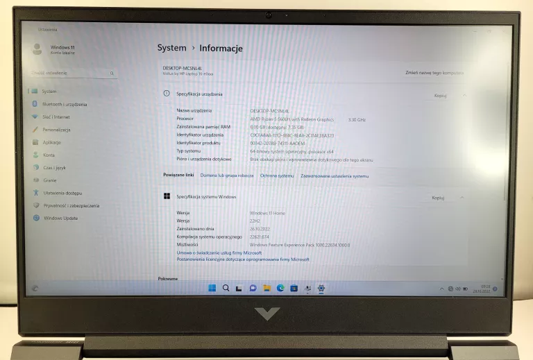 LAPTOP HP VICTUS 16-E0403NW R5-5600H 8GB GTX1650