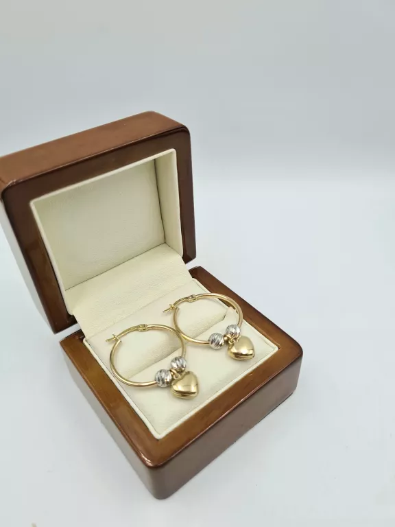 zlote-kolczyki-kola-serca-stan-uzywany