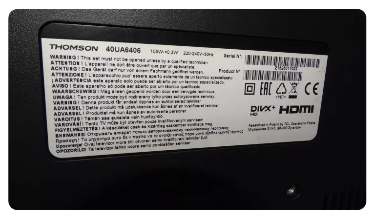 TELEWIZOR THOMSON 40UA6406 4K UHD 40 CALI