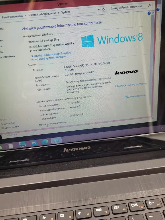 LENOVO G40 RAM 2 GB /500 GB DZIAŁA NA ZASILACZU