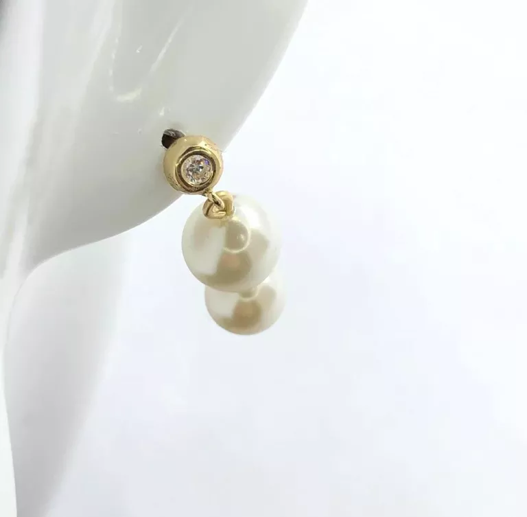 ZŁOTE KOLCZYKI WISZĄCE Z PEREŁKAMI 585/1,91G