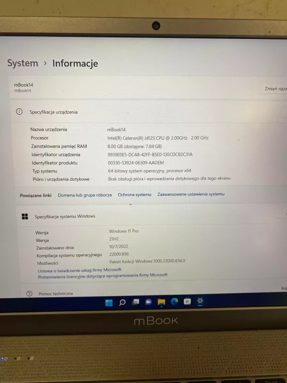 MAXCOM MBOOK14 KOMPLET GW:14/07/22 8GB/ 256SSD