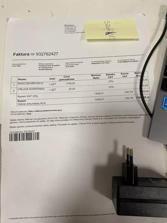 MAXCOM MBOOK14 KOMPLET GW:14/07/22 8GB/ 256SSD