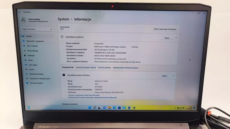 LENOVO IDEAPAD GAMING 3-15ACH6 AMD RYZEN 5 16/512