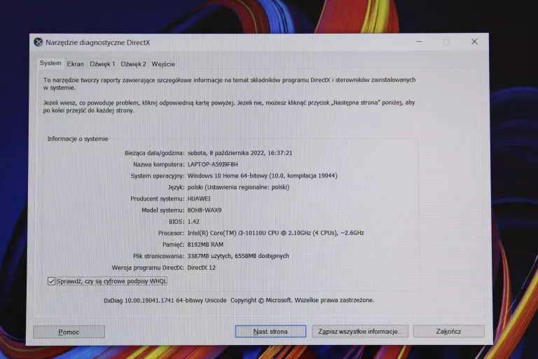 LAPTOP HUAWEI MATEBOOK D15 BOB-WAI9 | Laptopy | Loombard.pl