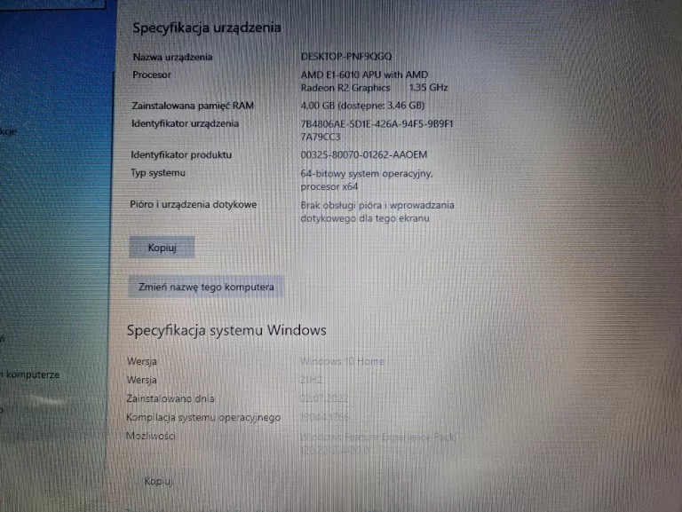 LAPTOP LENOVO G70-35 E1-6010/4GB/240/DVD-RW