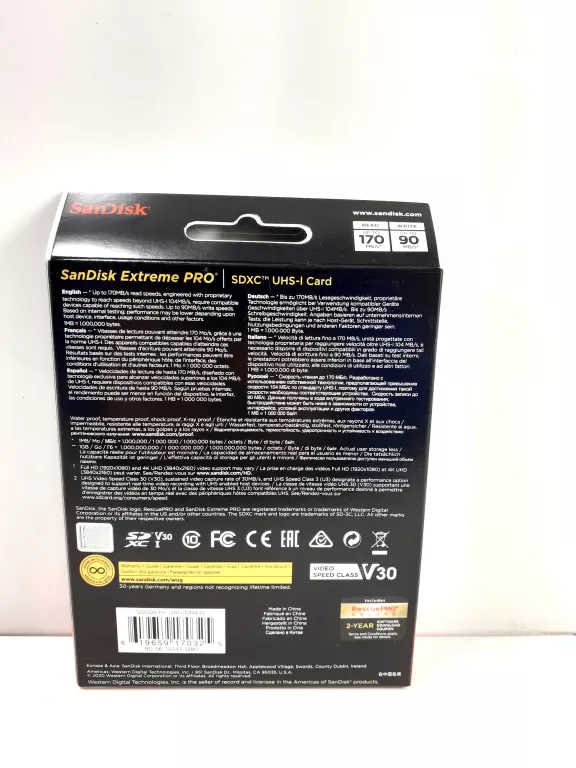 KARTA SD 128 GB SANDISK EXTREME PRO 170/90 MB/S V