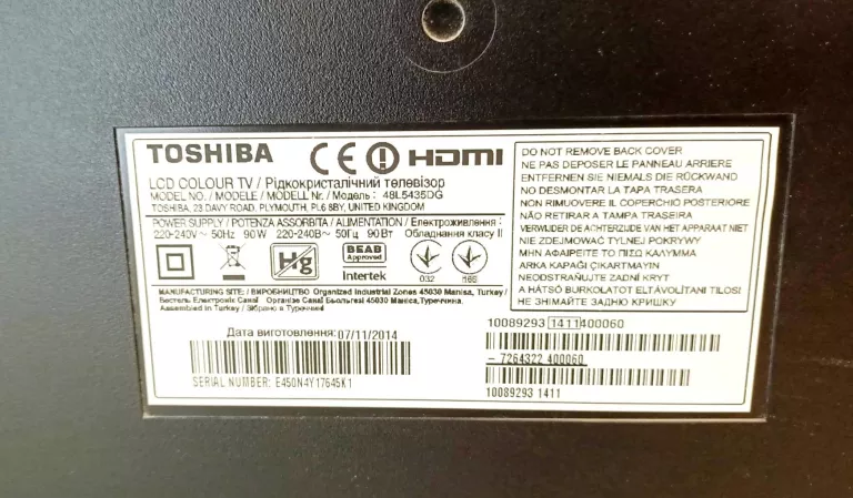 TELEWIZOR TOSHIBA 48L5435DG