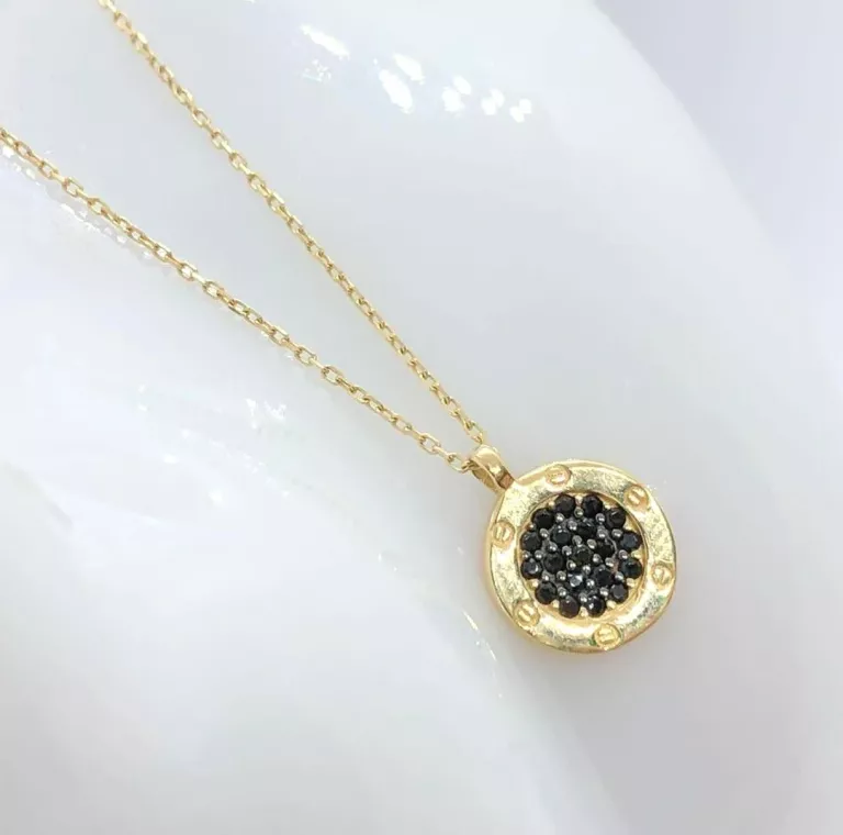 delikatny-lancuszek-z-czarnym-kamieniami-585-stan-uzywany